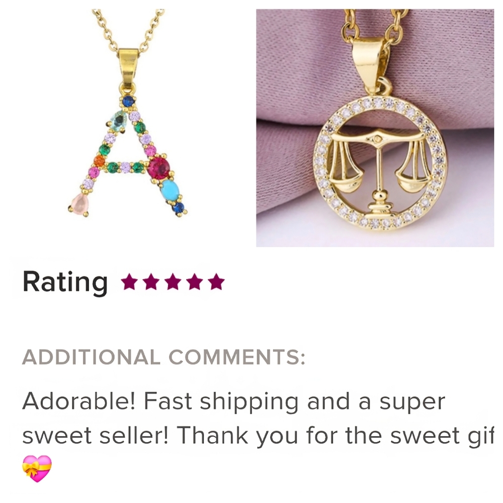 A Initial Pendant Necklace Multi-color Rhinestones Gold Tone Chain - Picture 3 of 16